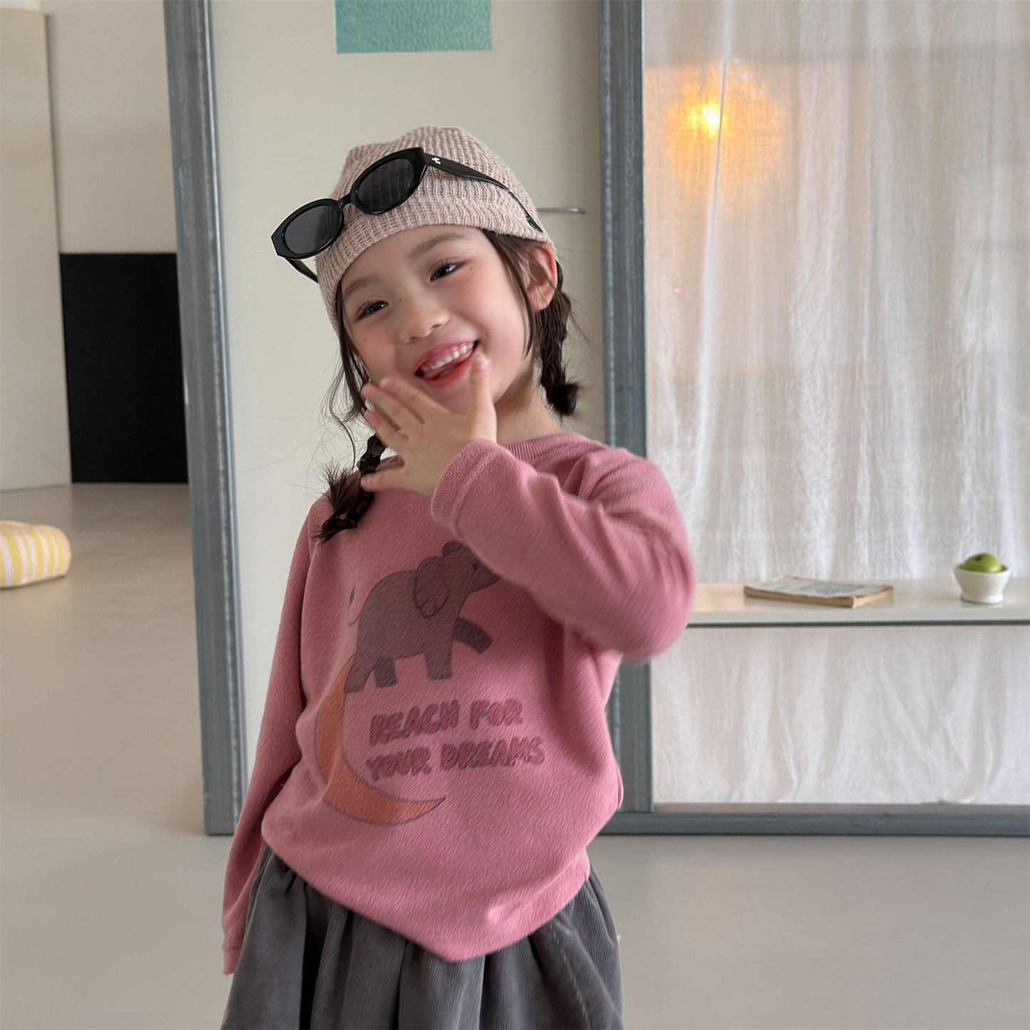 Kids Elephant Print Long Sleeve T-shirt [mh0014054]