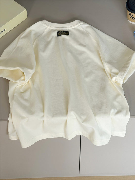 Textured Abstract Tee 英字プリント 半袖Tシャツ【mh0012942】