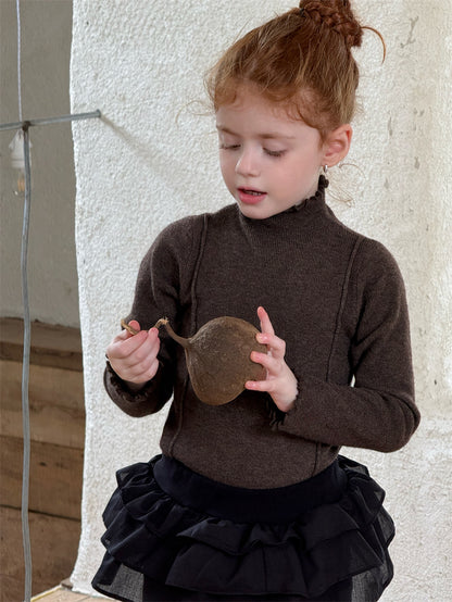 ニットトップス ハイネック ステッチ リブ シンプル モード 長袖【mh0011620】