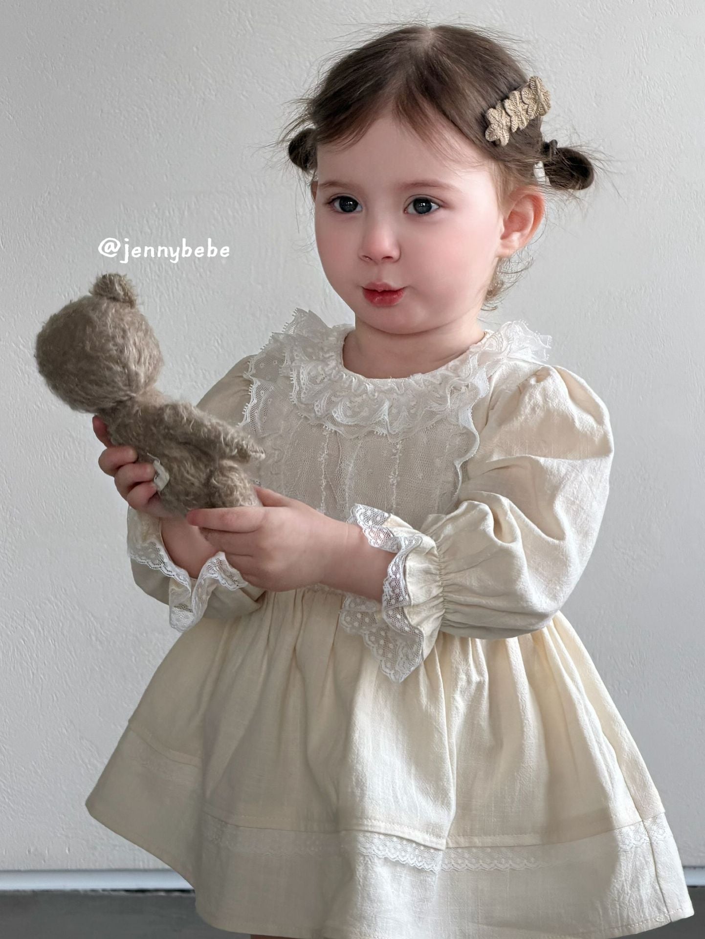 Lace Collar Cotton Romper Dress レース 襟付き コットン ロンパース ドレス【mh0012551】