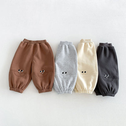 Kids' Smile Embroidered Brushed-Lining Joggers [mh0014776]