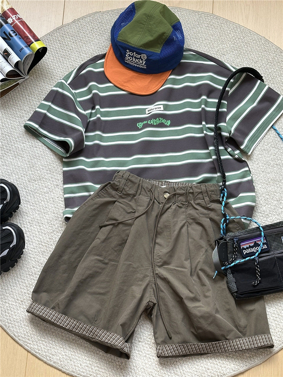 Plaid Hem Shorts チェックヘム タックハーフパンツ【mh0012955】
