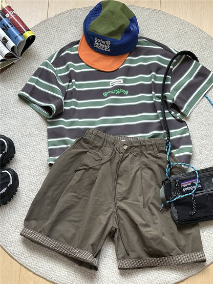 Plaid Hem Shorts チェックヘム タックハーフパンツ【mh0012955】
