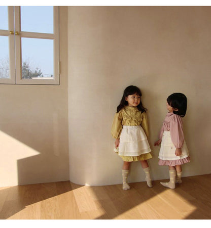 Ruffle Collar Layered Princess Dress フリル 長袖ワンピース【mh0012629】