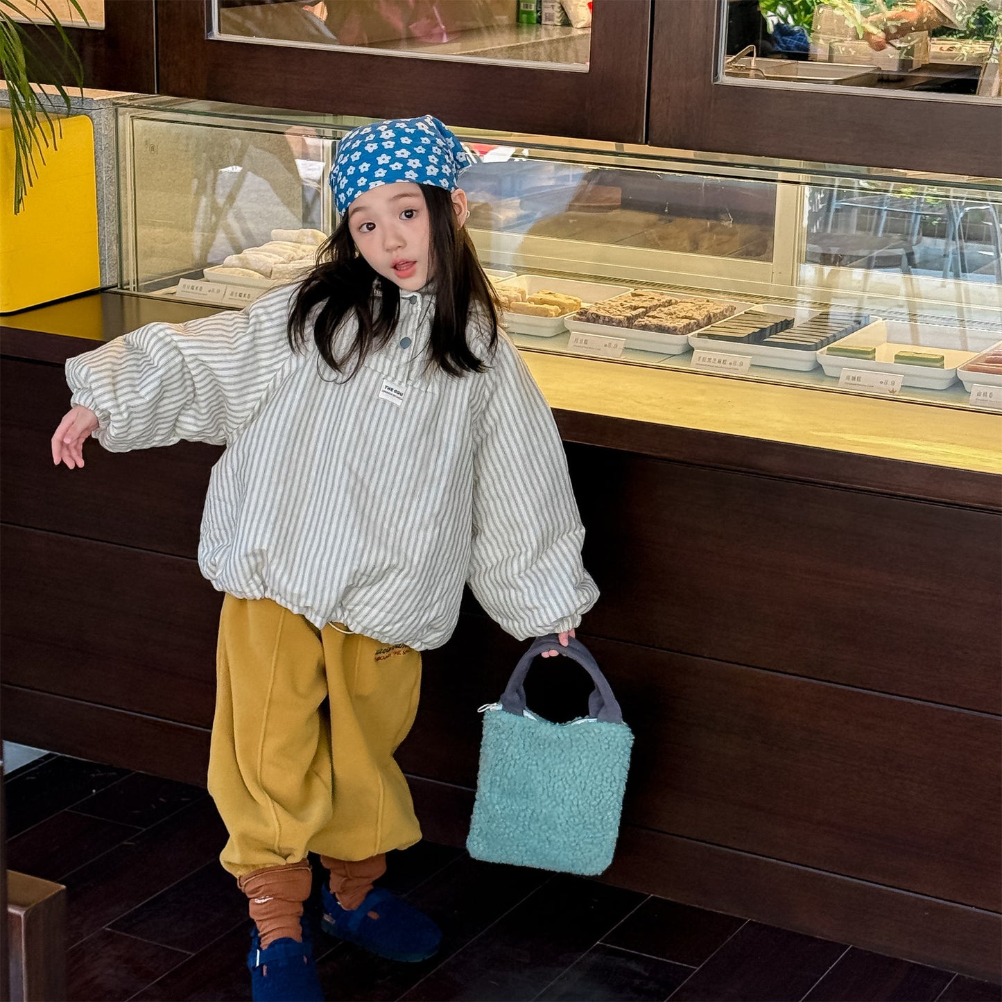 パフジャケット フーディ ストライプ プルオーバー アウター 中綿【mh0011613】