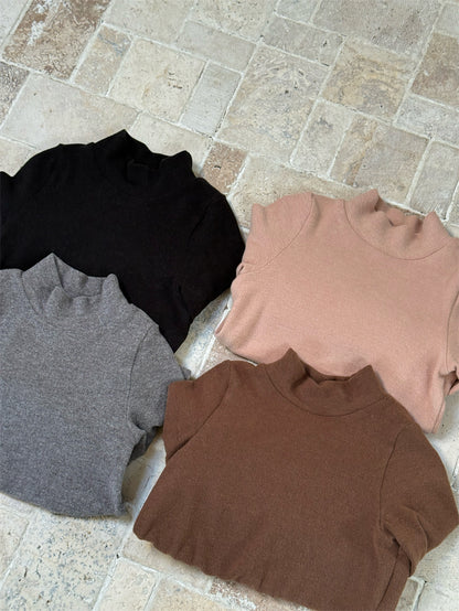 長袖トップス ペプラムフリル ハイネック シンプル 裏起毛【mh0011621】