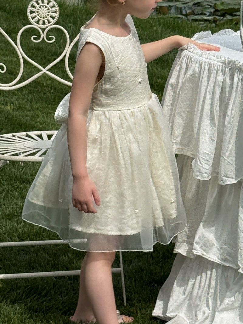 Sleeveless Beaded Princess Dress Satin Tulle チュール ノースリーブワンピース【mh0013234】