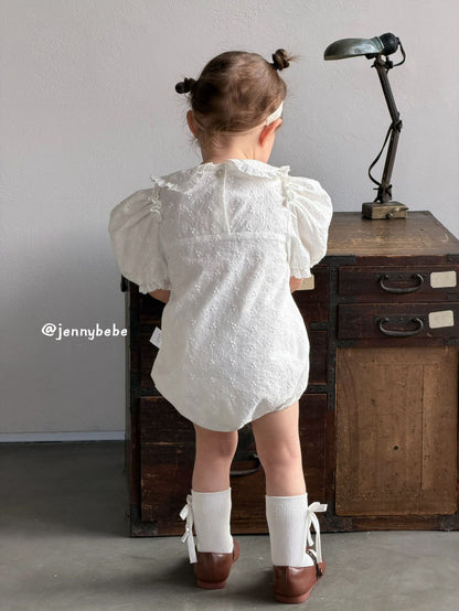 Eyelet Cotton Puff Sleeve Romper