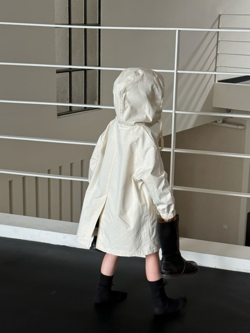 Kids' Hooded Front-Button Long-Sleeve Trench Coat [mh0014069]