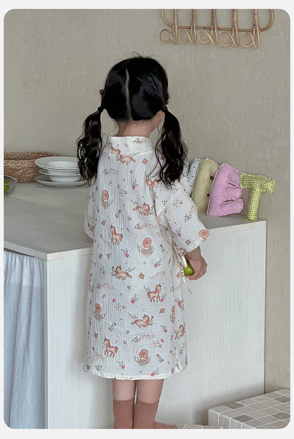 Printed Cotton Gauze Yukata Bathrobe [mh0012598]