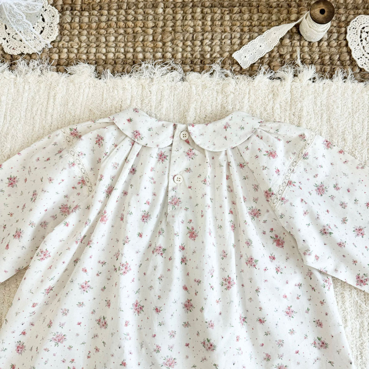 Kids' Floral Smock Ruffled Long-Sleeve Blouse【mh0014610】