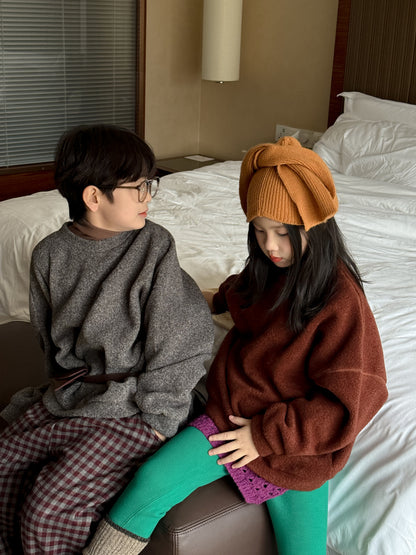 スウェットシャツ キッズ 裏起毛 厚手 クルーネック 無地 ルーズフィット トップス【mh0011683】