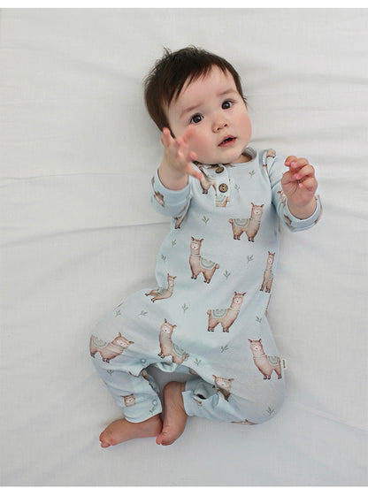 長袖ジャンプスーツ アニマルプリント ロンパース【mh0011725】