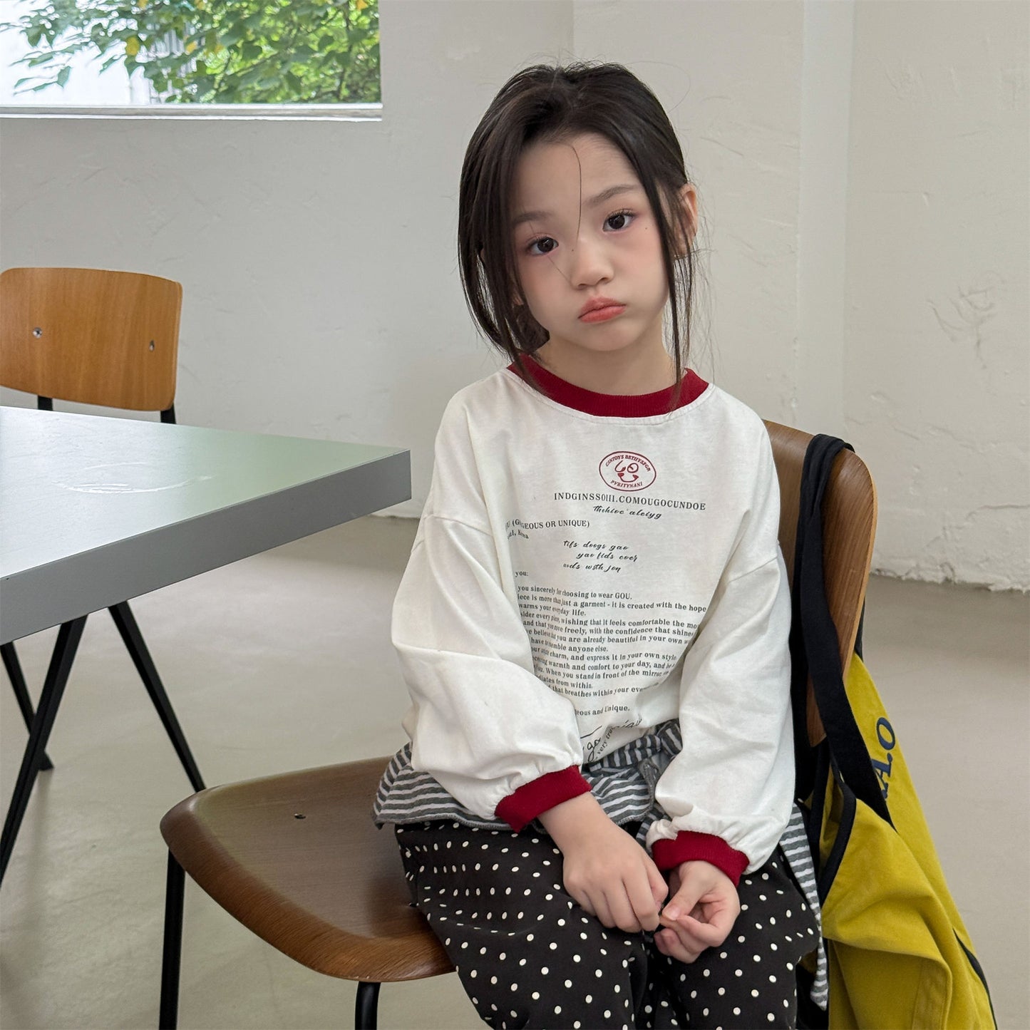 Kids' Color-Blocked Ringer Loose-Fit Letter-Printed Striped Long-Sleeved T-Shirt [mh0014062]