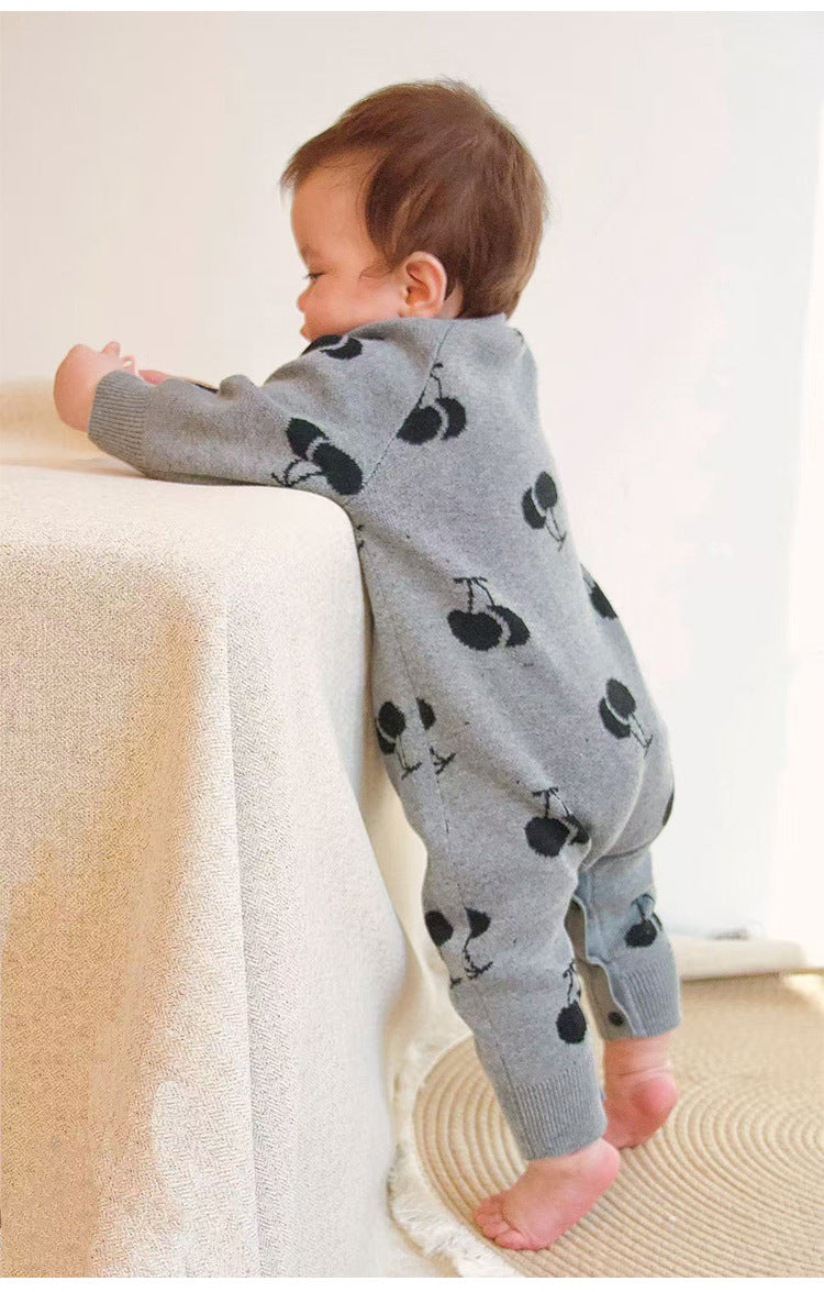 ニットロンパース/カーディガン さくらんぼ柄【mh0011719】