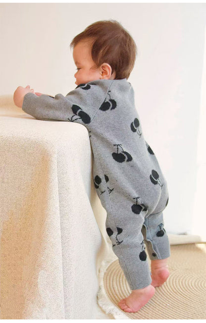 ニットロンパース/カーディガン さくらんぼ柄【mh0011719】