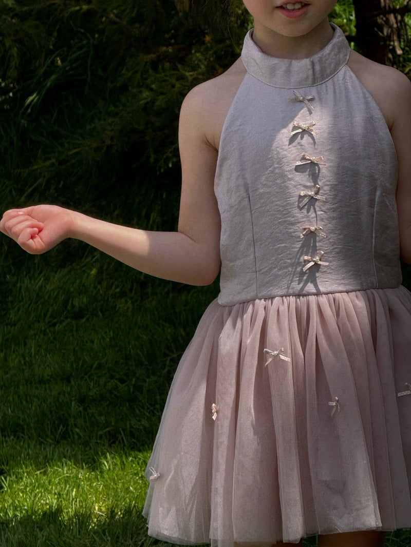 Bow Tulle Halter-Neck Elegant Princess Dress チュール ホルターネックワンピース【mh0013239】