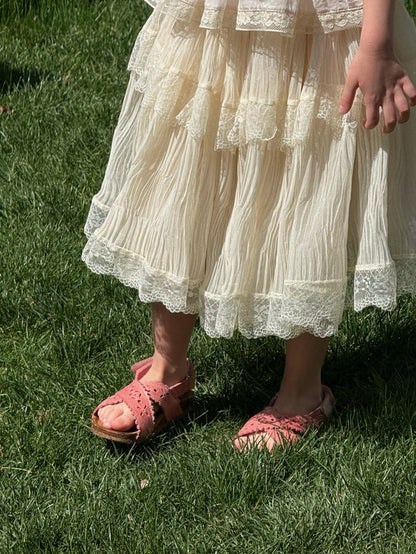 French Lace Patchwork Pleated Chiffon Skirt Set レトロ キャミソール スカート【mh0013254】