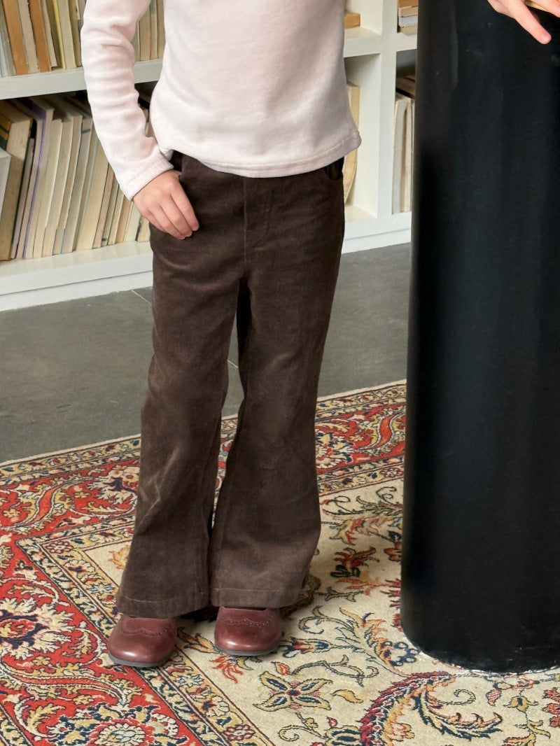 Kids' Corduroy Heart Pocket Straight Long Pants [mh0014084]