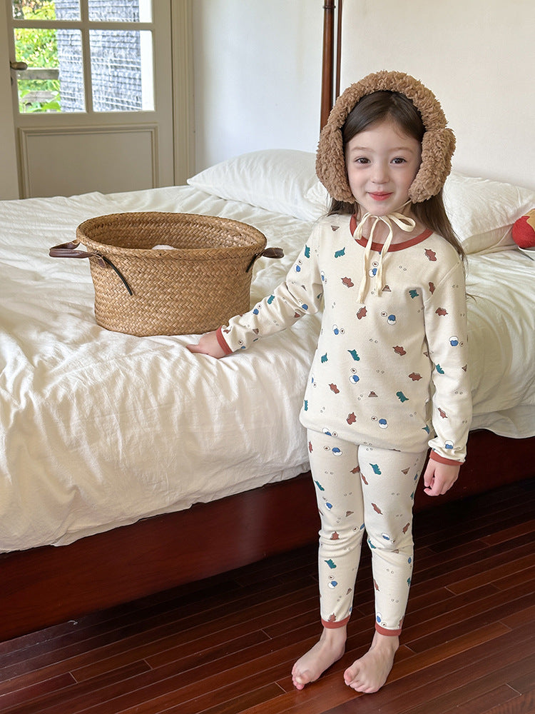 Long Sleeve Printed Pajama Set 長袖 プリント パジャマ セット【mh0012244】