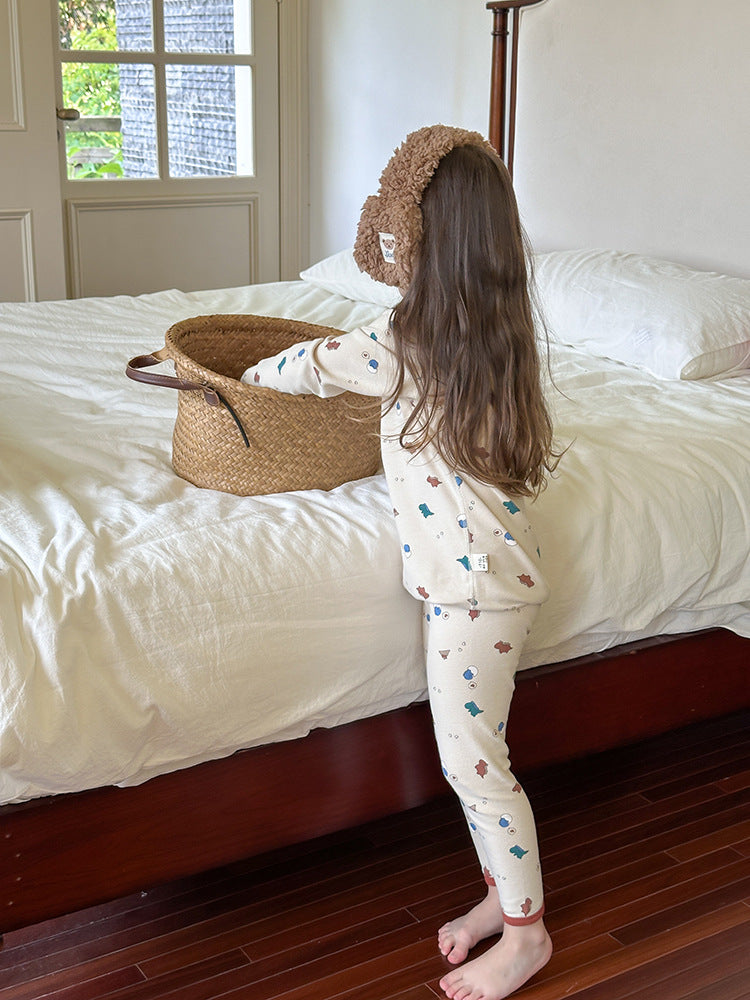 Long Sleeve Printed Pajama Set 長袖 プリント パジャマ セット【mh0012244】