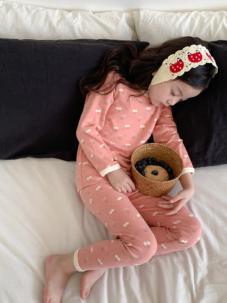 Long Sleeve Printed Pajamas 長袖 プリント パジャマ セット【mh0012243】