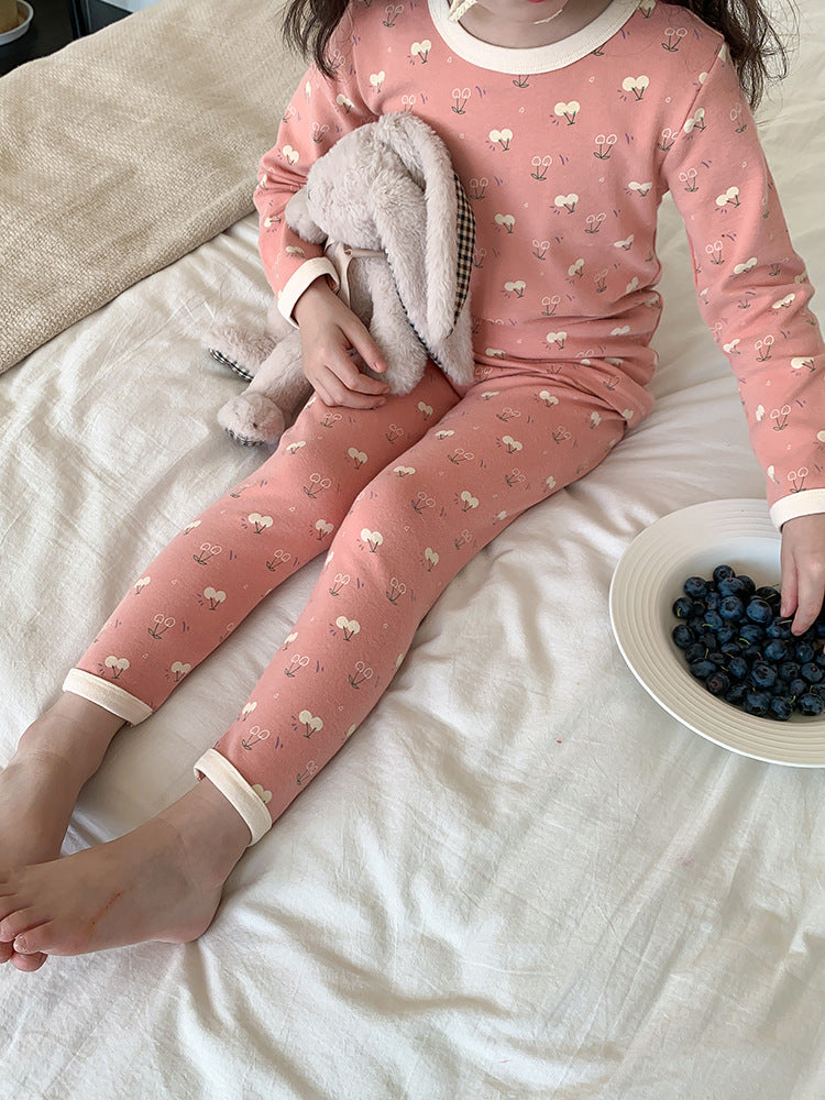 Long Sleeve Printed Pajamas 長袖 プリント パジャマ セット【mh0012243】