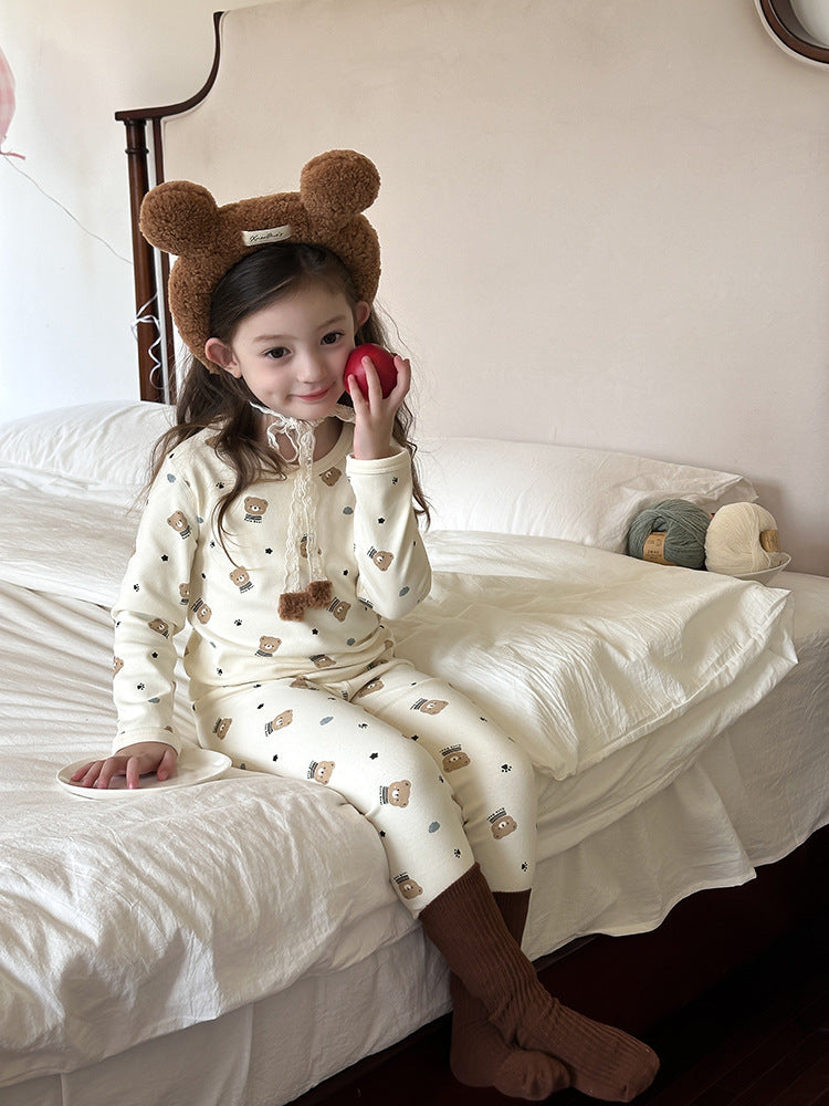 Long Sleeve Printed Pajama Set 長袖 プリント パジャマ セット【mh0012244】