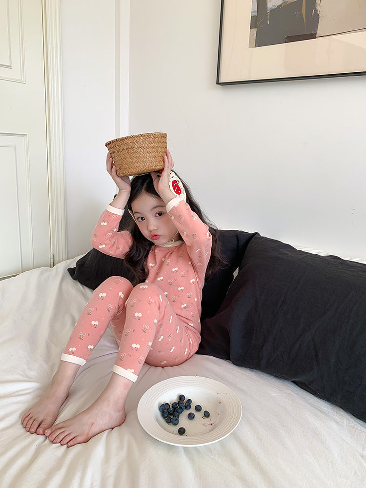 Long Sleeve Printed Pajamas 長袖 プリント パジャマ セット【mh0012243】