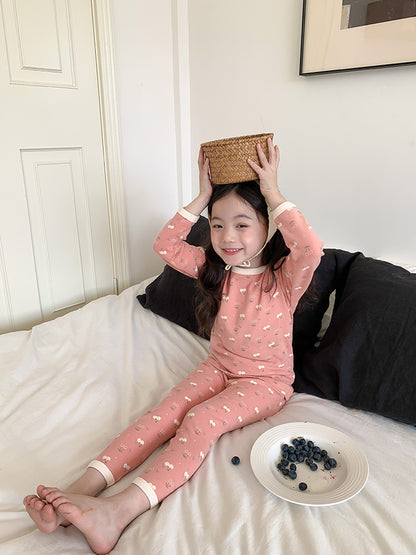 Long Sleeve Printed Pajamas 長袖 プリント パジャマ セット【mh0012243】