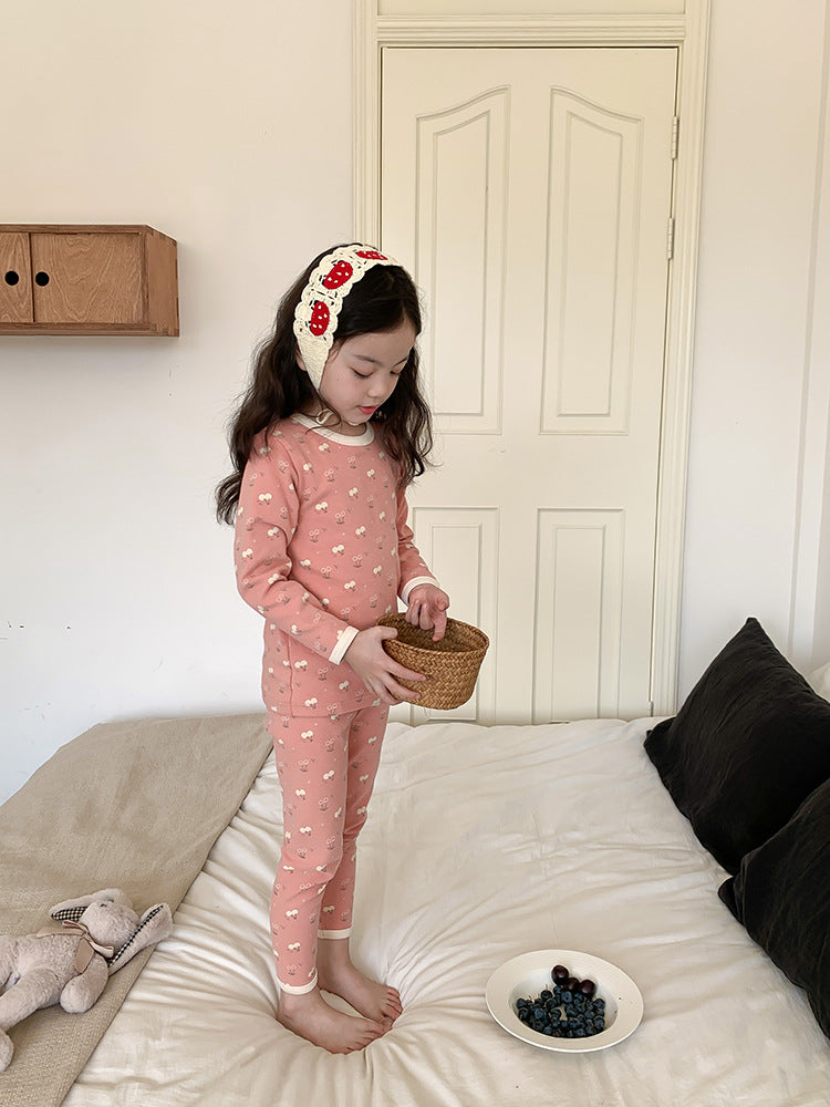 Long Sleeve Printed Pajamas 長袖 プリント パジャマ セット【mh0012243】