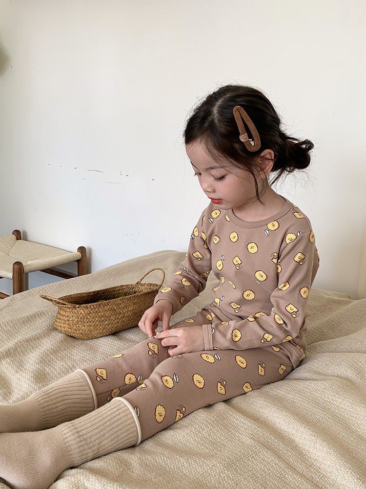 Long Sleeve Printed Pajamas 長袖 プリント パジャマ セット【mh0012243】