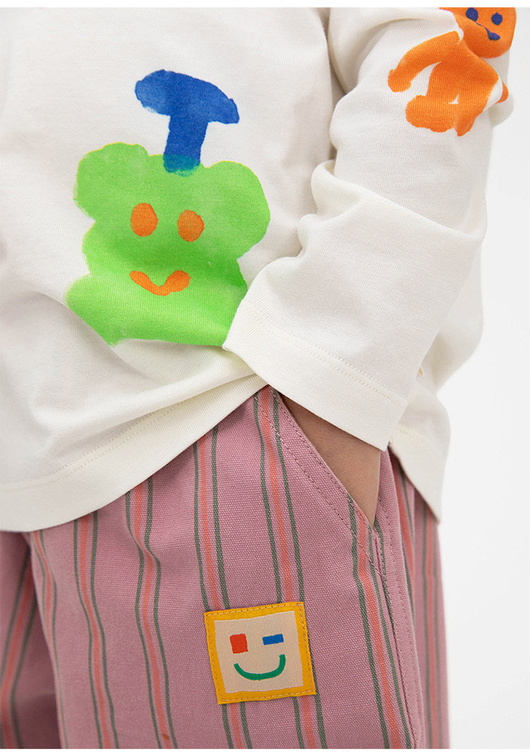 Camiseta de manga larga holgada con hombros caídos y estampado infantil [mh0014201]