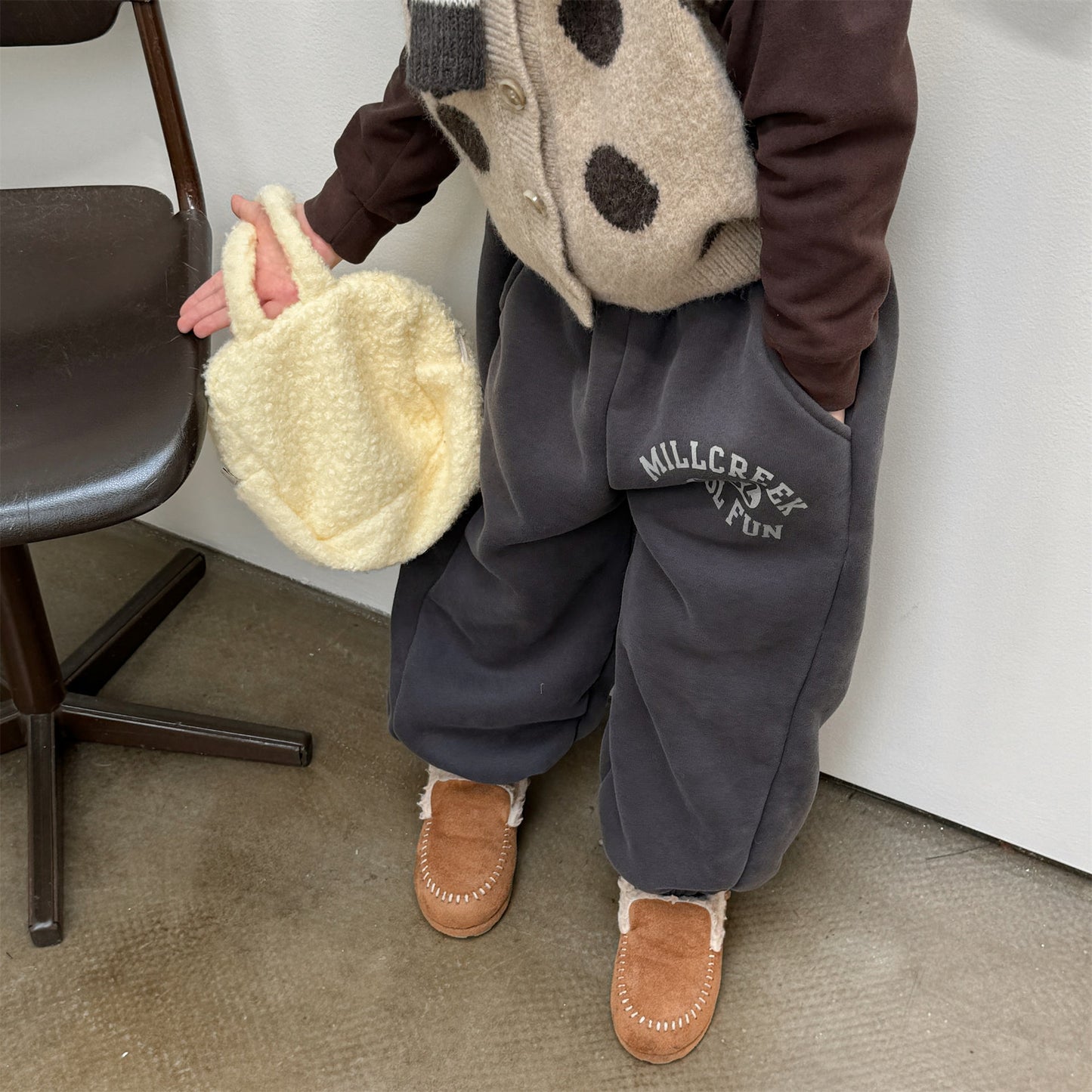 スウェットパンツ 裏ボア ロゴ刺繍 ゆったり ジョガーボトムス【mh0011607】