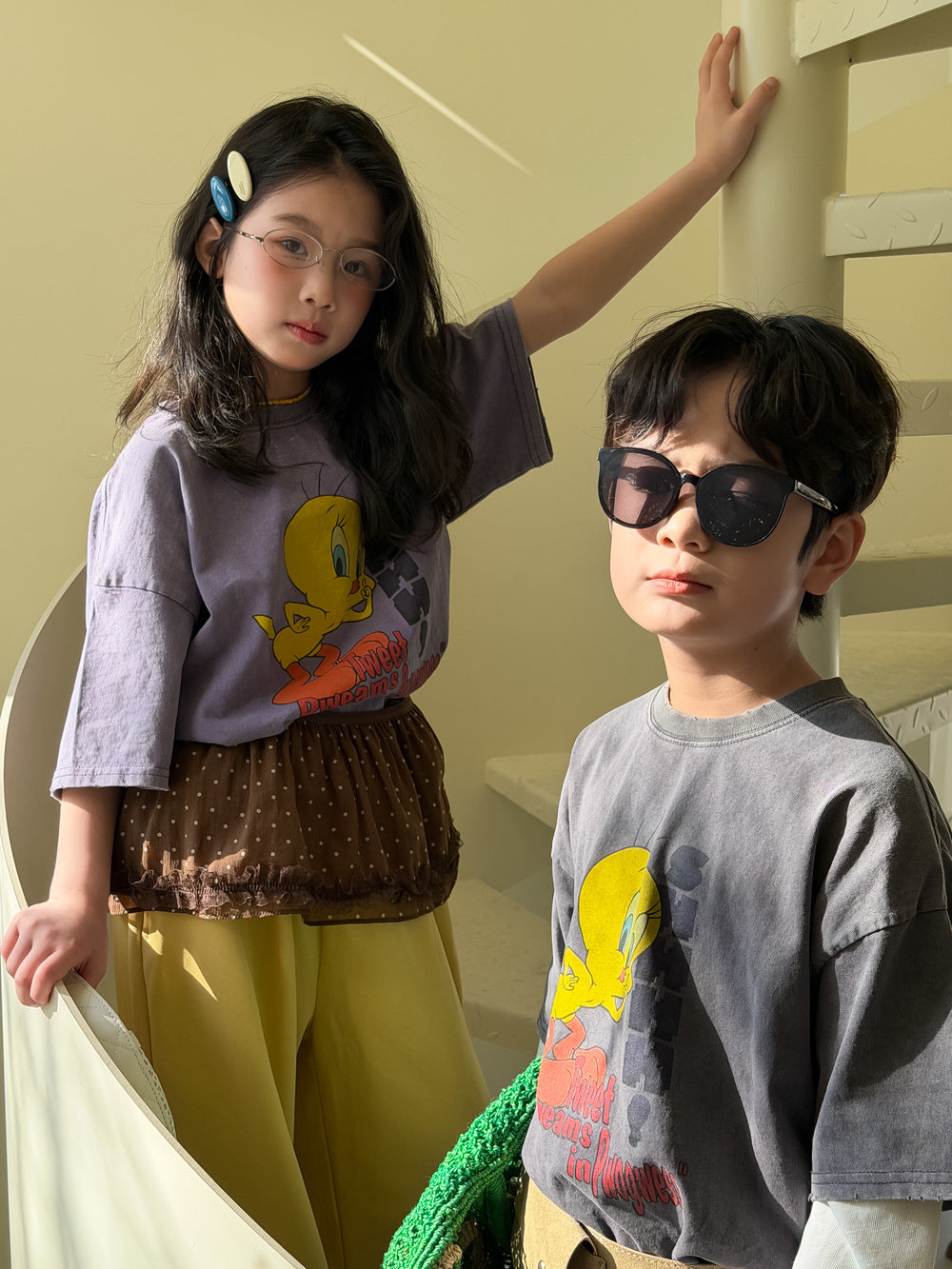 Bird Print Cotton T-shirt バード プリント 半袖Tシャツ【mh0012513】