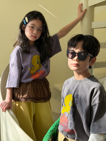 Bird Print Cotton T-shirt バード プリント 半袖Tシャツ【mh0012513】