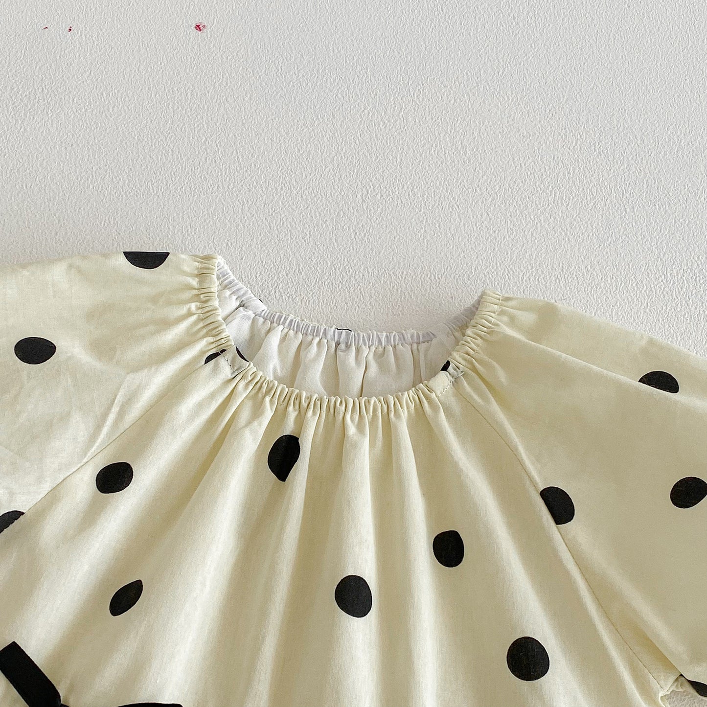 Polka Dot Puff Sleeve Ribbon Dress ドット柄 パフスリーブ ワンピース【mh0012726】