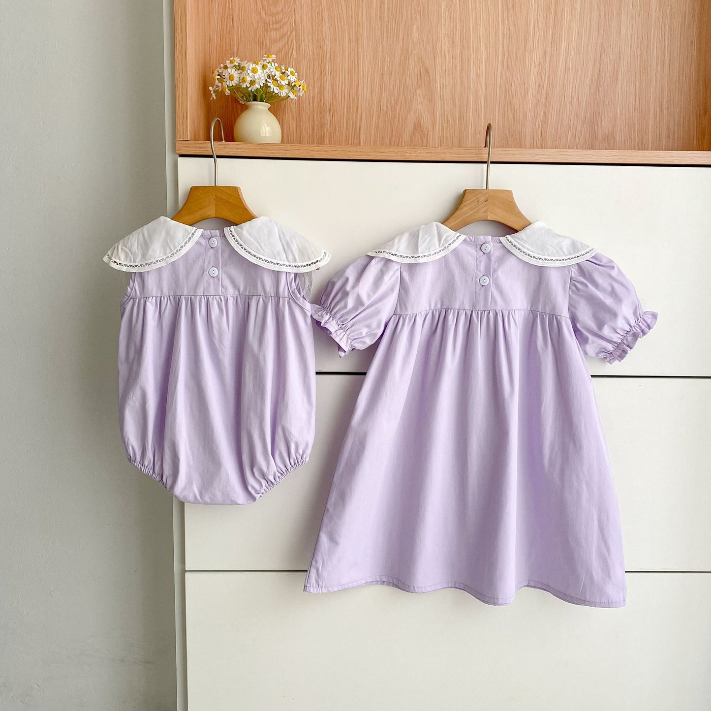 Petal Collar Romper Puff Sleeve Dress ラッフル ロンパース ミモレ丈ワンピース【mh0013158】