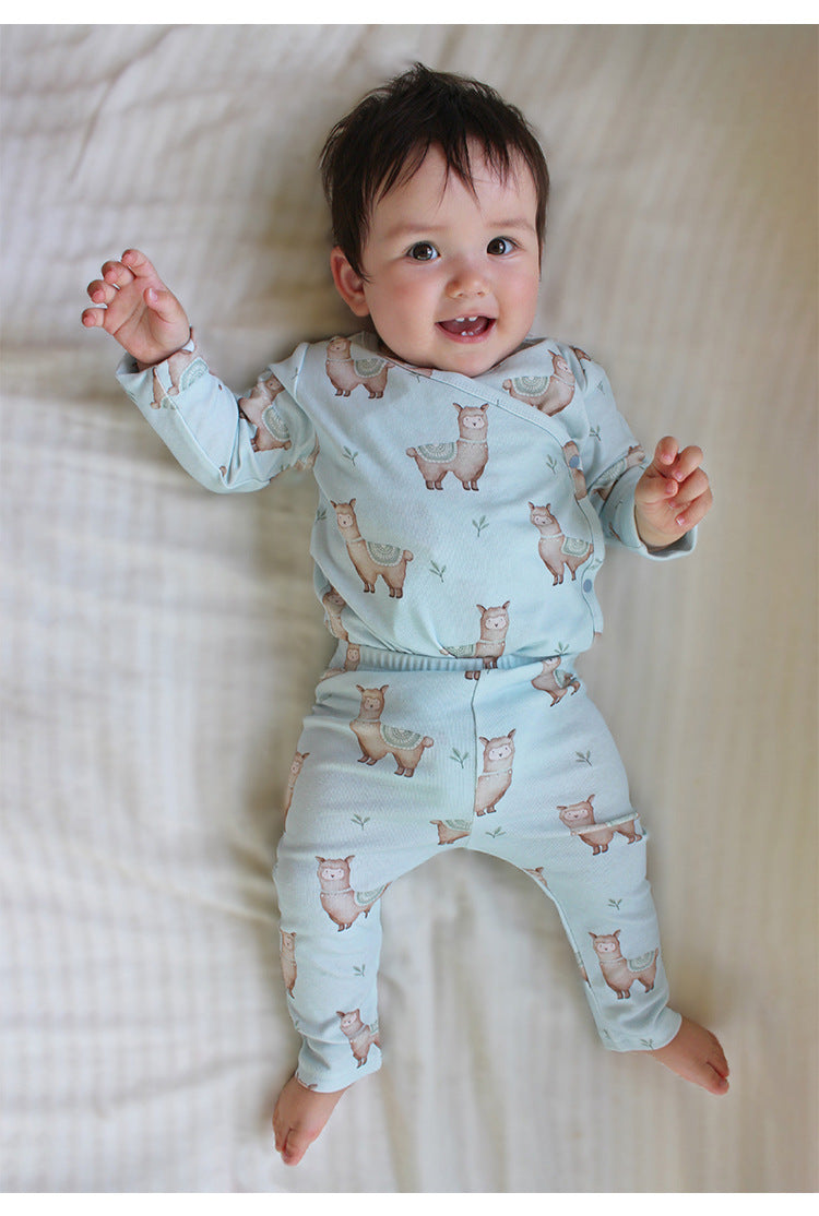 長袖肌着ロンパース/パンツ アニマル/星月プリント ボディスーツ【mh0011724】