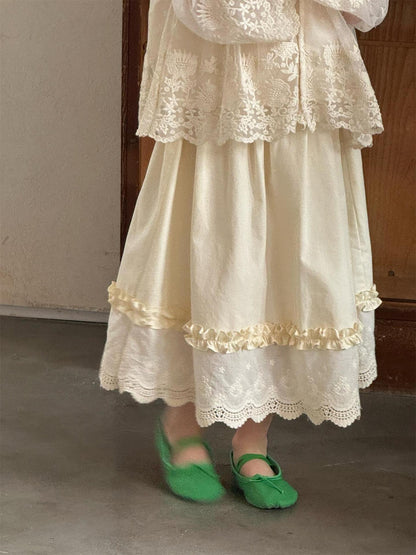 Floral Embroidered Lace Blouse アイレット刺繍 長袖ブラウス【mh0012892】