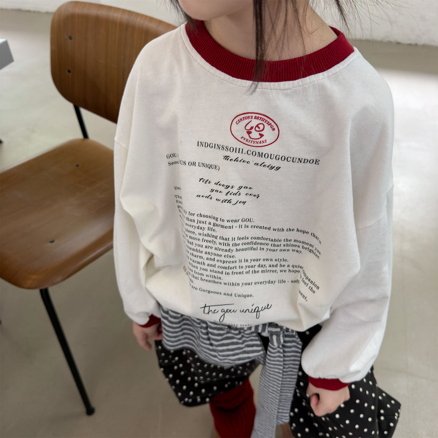 Kids' Color-Blocked Ringer Loose-Fit Letter-Printed Striped Long-Sleeved T-Shirt [mh0014062]
