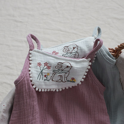 Rabbit Embroidered Gauze Romper