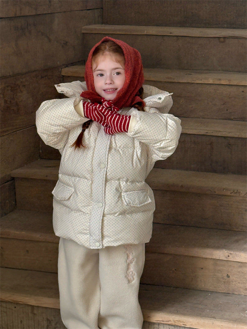 ダウンジャケット ドット フーディ ミディ丈 パフ アウター【mh0011626】