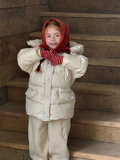 ダウンジャケット ドット フーディ ミディ丈 パフ アウター【mh0011626】