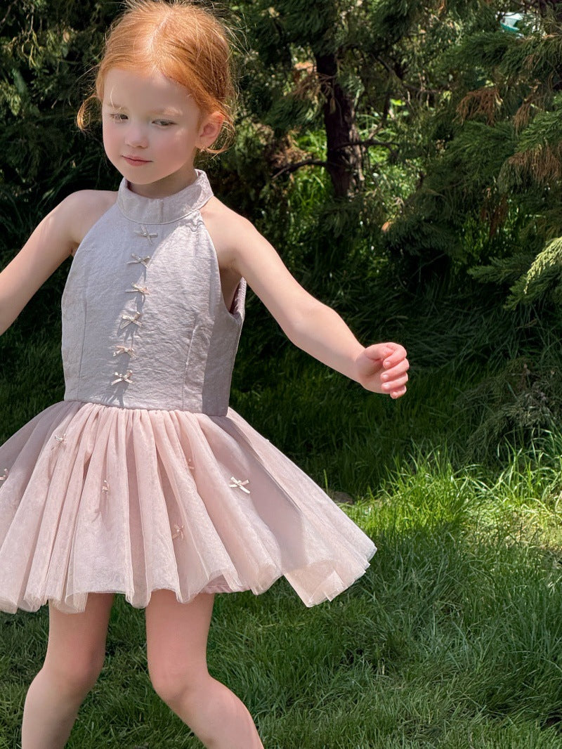 Bow Tulle Halter-Neck Elegant Princess Dress チュール ホルターネックワンピース【mh0013239】