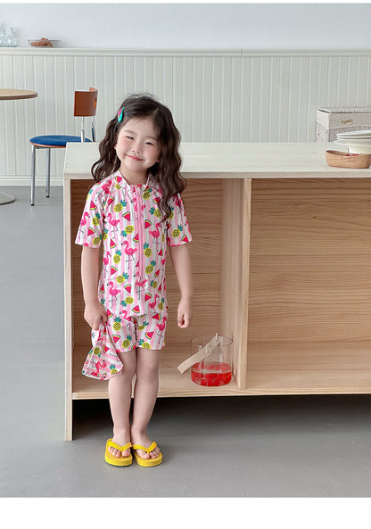 UPF50+ Printed Short Sleeve One-piece Swimsuit [mh0012587]