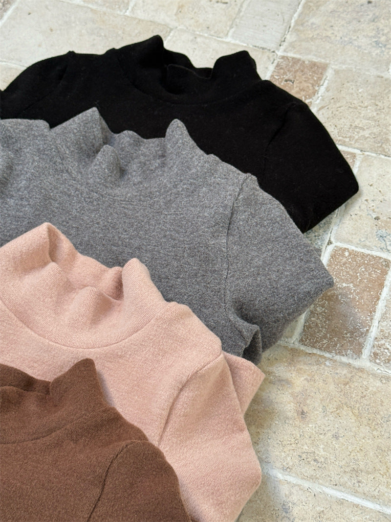 長袖トップス ペプラムフリル ハイネック シンプル 裏起毛【mh0011621】