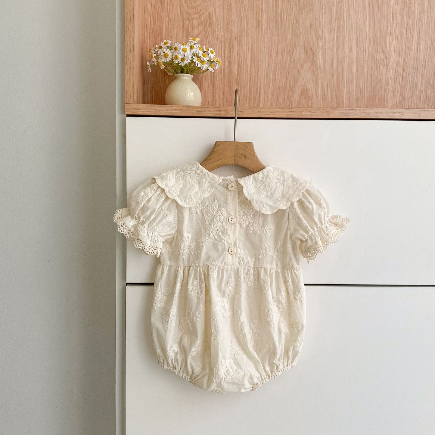 Embroidered Puff Sleeve Romper And Dress 刺繍 パフスリーブ ロンパース ワンピース【mh0013166】