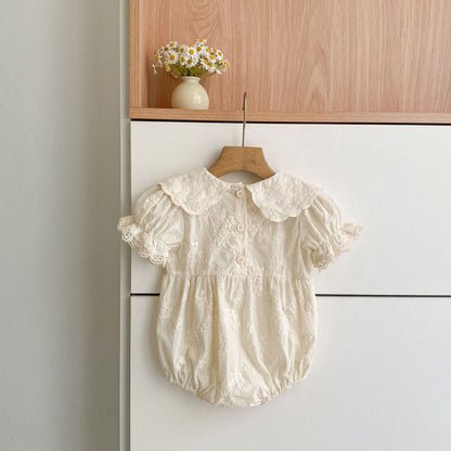 Embroidered Puff Sleeve Romper And Dress 刺繍 パフスリーブ ロンパース ワンピース【mh0013166】