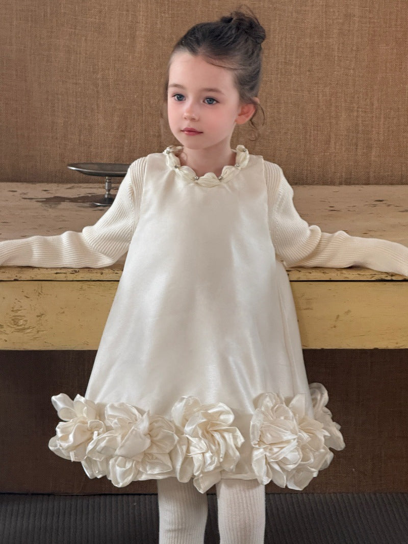 Kids' 3D Floral Ruffled Hem Sleeveless Dress [mh0014083]